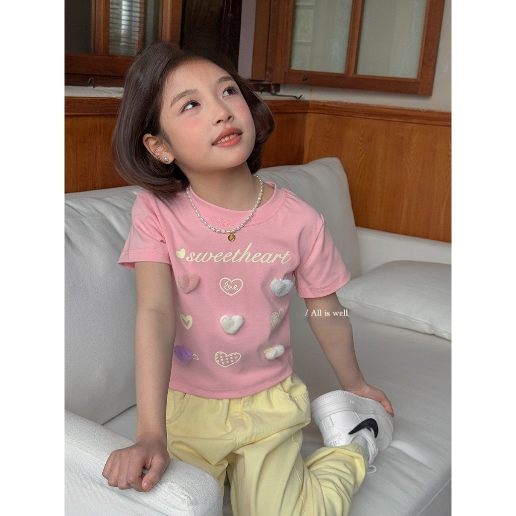 KIDSZONE  เสื้อยืดคอกลมเด็กผู้หญิง แบบสวม รุ่น A5212