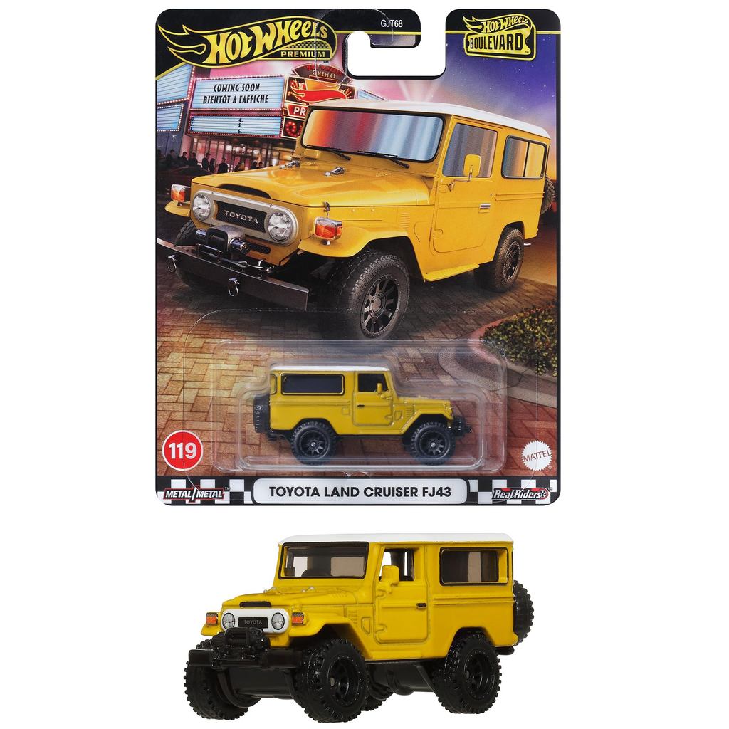 Hot Wheels Boulevard Toyota Land Cruiser FJ43 ยานพาหนะของเล่นรถมินิอายุ 3 ปีขึ้นไป สีเหลือง JBL25