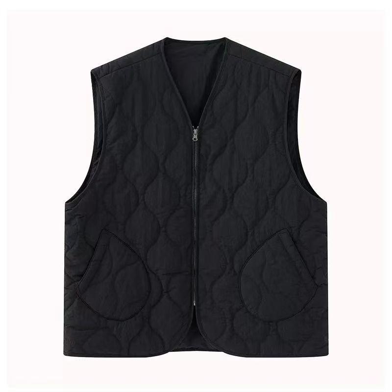 เสื้อกั๊กรูปแบบใหม่สำหรับฤดูใบไม้ร่วงและหนาว สไตล์เกาหลีหลวม ๆ แขนกุดจากผ้าฝ้ายสำหรับสวมใส่ภายนอก - รูปที่ 6