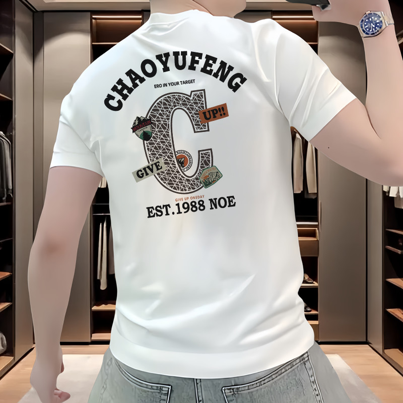 2026 Cool เสื้อยืดแขนสั้นผู้ชายฤดูร้อนสไตล์ใหม่ Street Wear Casual All-Match Slim-Fit ครึ่งแขนคุณภาพ