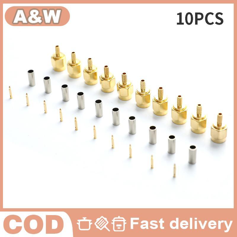 Null 10 ชิ้น SMA ชายปลั๊ก crimp สําหรับ RG174 RG316 RG178 RG179 LMR100 สาย RF Connector null