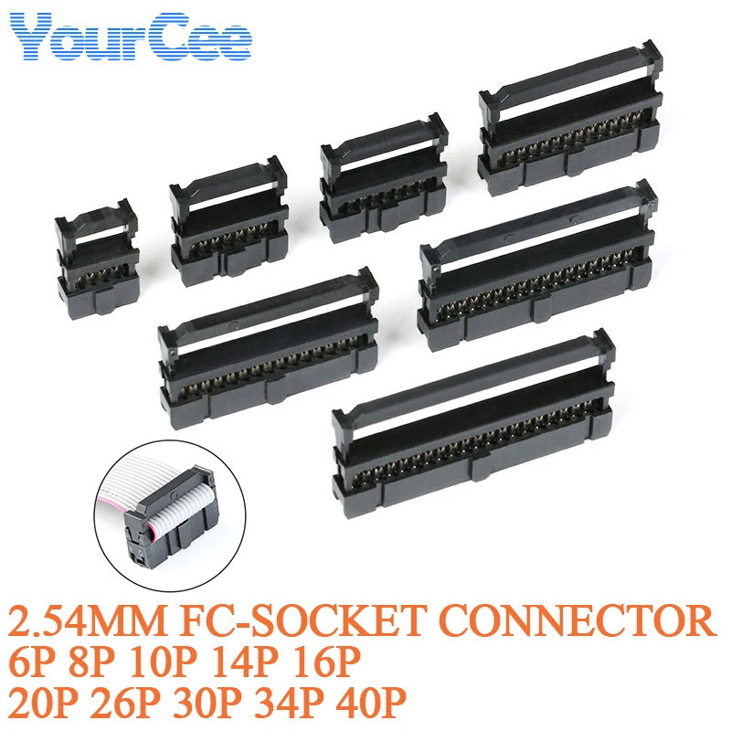 10 ชิ้น 2.54 มิลลิเมตร Pitch IDC Connector FC ซ็อกเก็ต Dual แถว FC-10P ISP FC-6P FC-8P FC-14P FC-16P