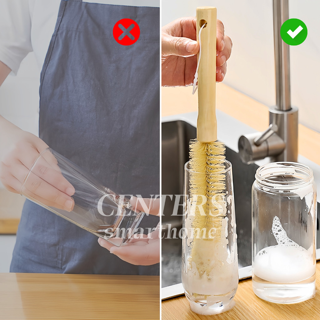 แปรงอเนกประสงค์ด้ามจับไม้ยาว ทำความสะอาด 360° แปรงทําความสะอาดแก้วขวด แปรงทําความสะอาดขวดนมเด็ก แปรงไนล่อน ครัวเรือน - รูปที่ 7