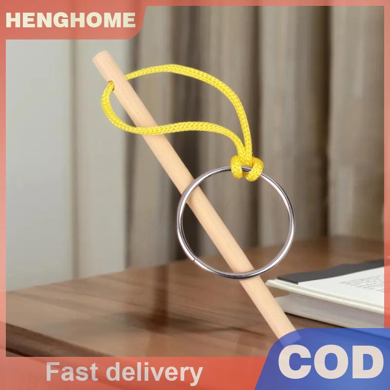 [HENGHOME] IQ Stick ฝึกสมองไม้กายสิทธิ์พร้อมเชือกและแหวนโลหะเกมปริศนาเพื่อการศึกษาการออกแบบขี้เล่นกา