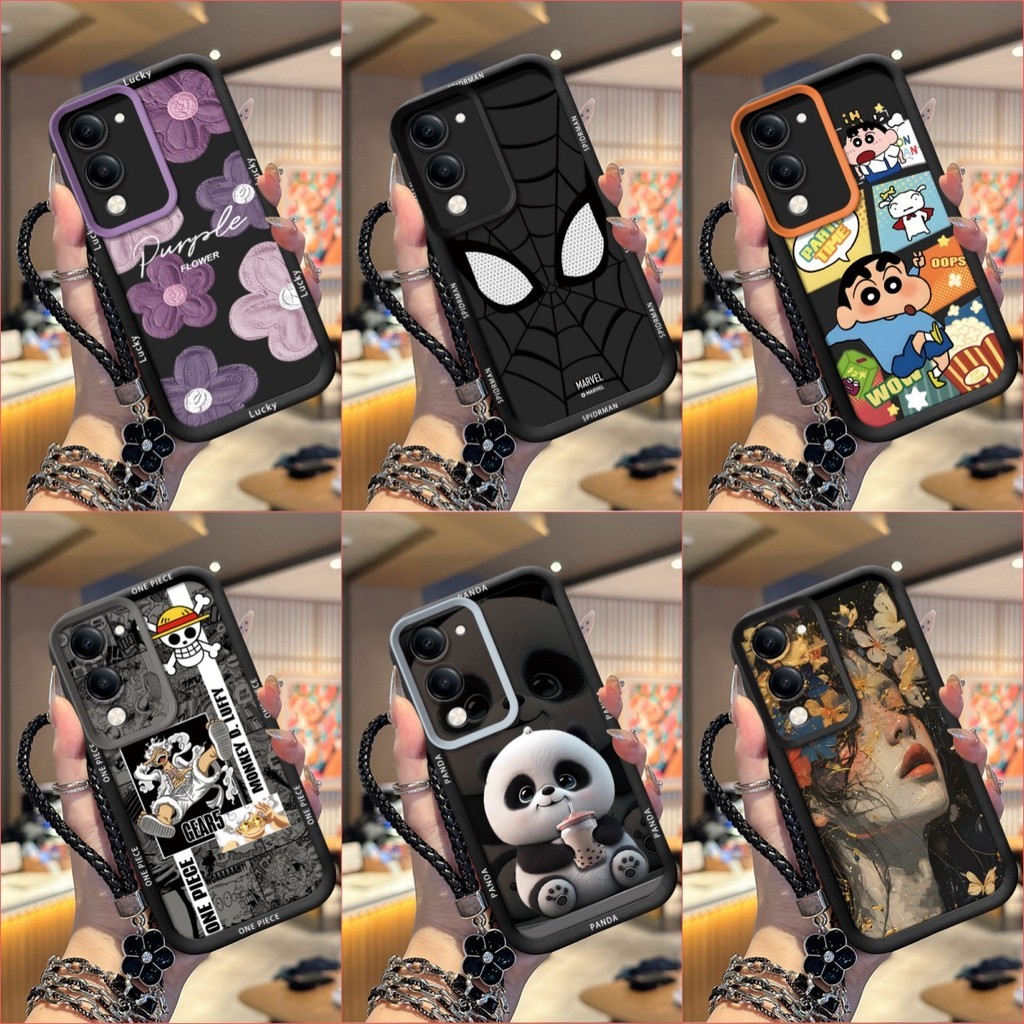 เคส VIVO Y04s เคสโทรศัพท์ซิลิโคนอ่อนนุ่มเทรนด์ภาพสีดํา TYHS