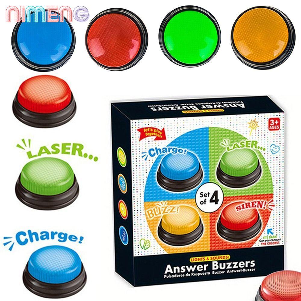 NIMENG 4 ชิ้นเกม Buzzers, 4 สี Trivia เกมคําตอบ Buzzers, มีไฟและเสียง Family Feud Jeopardy Buzzer สํ