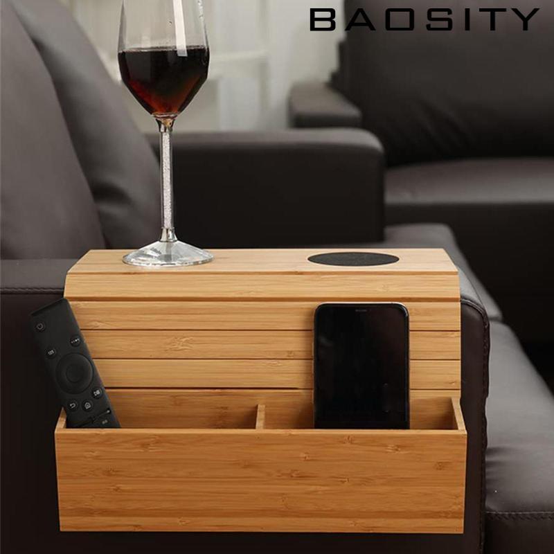 [Baosity] Couch Cup Holder Wood Multi Pockets Bedroom Furniture Storage Bag Living Room