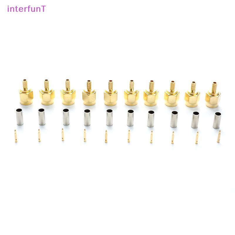 [InterfunT] 10 ชิ้น SMA ชายปลั๊กจีบสําหรับ RG174 RG316 RG178 RG179 LMR100 สาย RF Connector