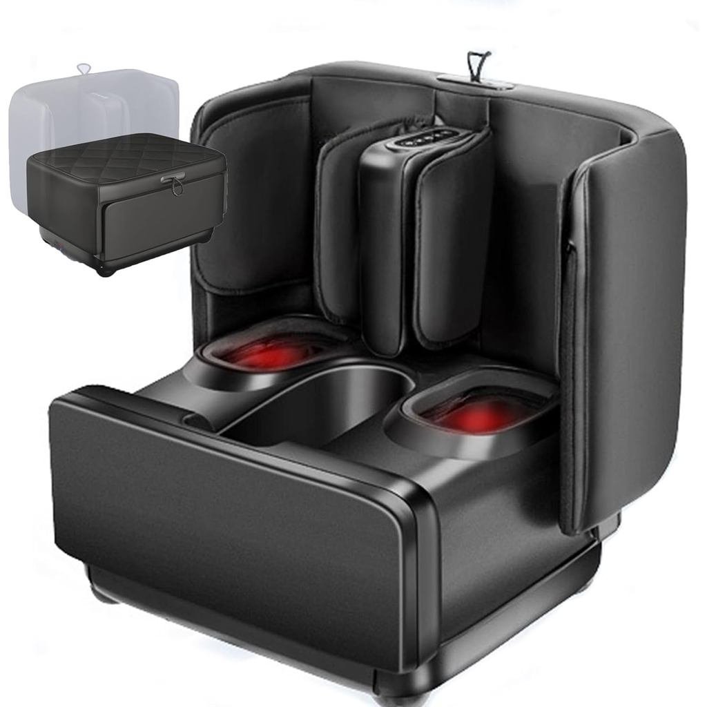 2-in-1 Shiatsu Foot Massager & Foot Rest เครื่องนวดเท้าและลูกวัวนวดความร้อนVibrationCompression นวดส