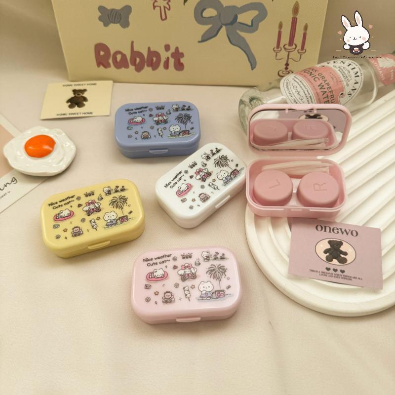 [Teh] คอนแทคเลนส์ตาลายแมวขนาดเล็กแบบพกพาน่ารักพร้อมเคสกระจกกล่องคอนเทนเนอร์เลนส์สีสําหรับชุดเดินทางป