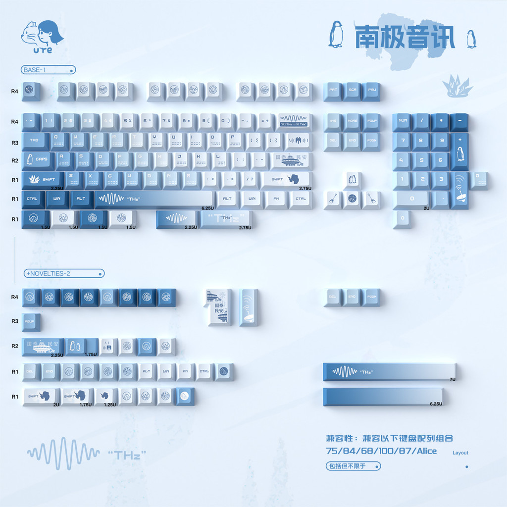 keycap ไทย work egg keycaps URE Original แอนตาร์กติกเสียงคีย์บอร์ด Keycap 152-Key หนา PBT ห้าด้านระเ