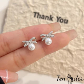 COD-ส่งเร็วจากไทย🎀﻿ ﻿ ต่างหู ประดับโบว์ประดับไข่มุก สไตล์หรูหราแสง ระดับไฮเอนด์ เครื่องประดับแฟช สำหรับผู้หญิง-Ten