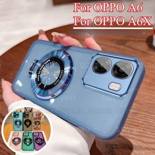 สําหรับ OPPO A6X A6 A6t 5G 4G ใสกรณีฝาครอบขาตั้งโทรศัพท์ผู้ถือแหวนกล้องกันกระแทก Soft TPU กลับปลอก OPPOA6X CPH2823 CPH2819 CPH2831 CPH2817 CPH283