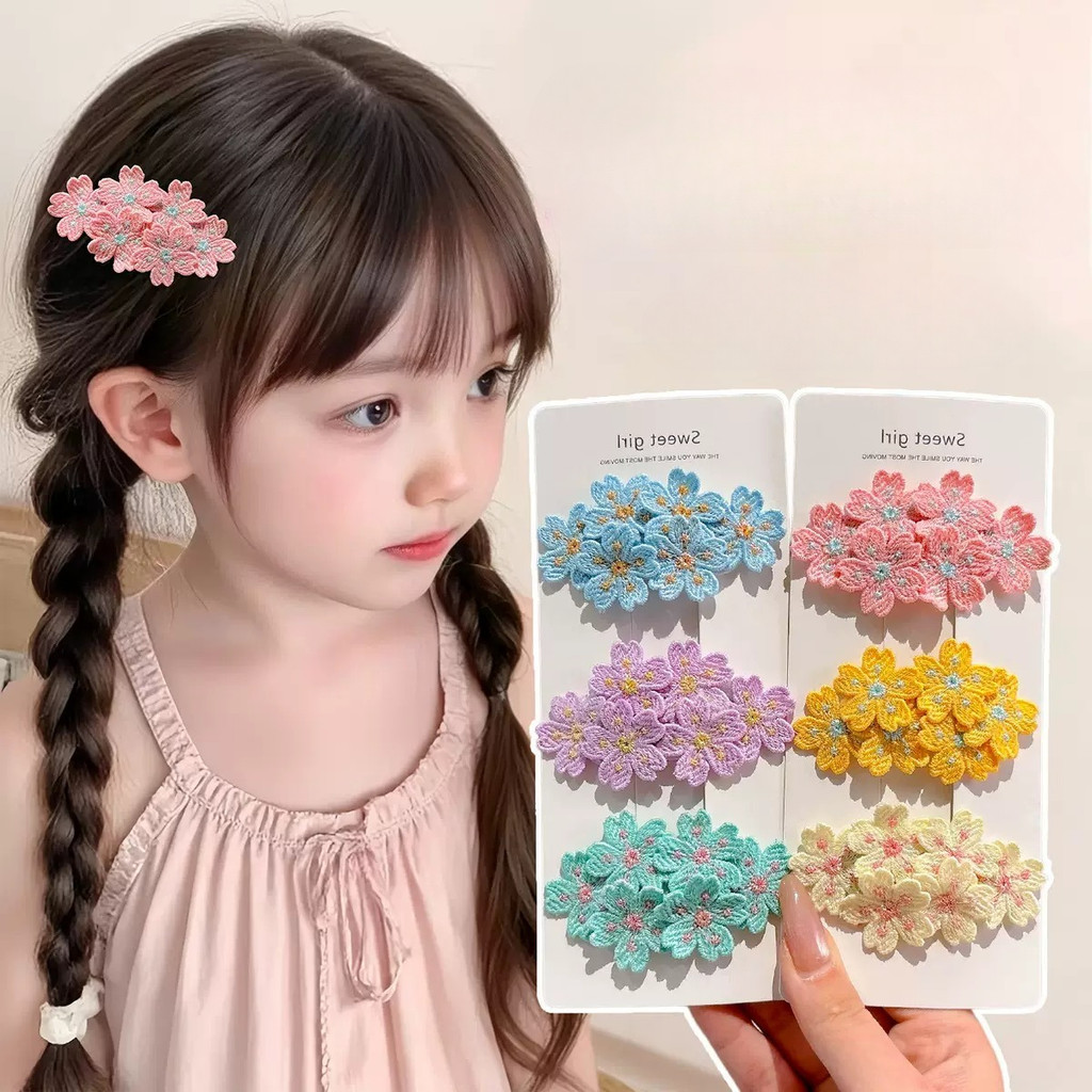 พร้อมส่ง กิ๊บติดผมดอกไม้ปัก สําหรับเด็ก กิ๊บติดผมเด็ก สีพาสเทล น่ารัก