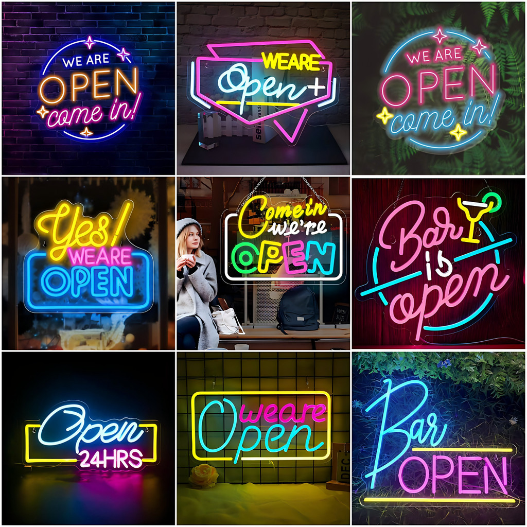 ป้ายสัญลักษณ์ธุรกิจ นํา เหมาะสําหรับบาร์คาเฟ่ร้านอาหารพร้อมสวิตช์ส่องสว่างป้ายเชิงพาณิชย์ร้านค้าหน้าต่างนีออนไฟตกแต่งร้านค้าประตูหัวไฟกลางคืน
