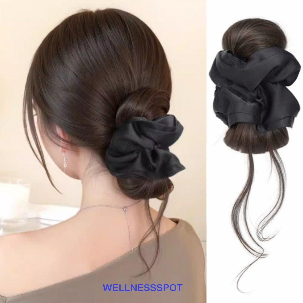 WELLNESSSPOT ที่คาดผมมวยผมสังเคราะห์, คลิปก้ามปู Scrunchie ที่สง่างาม, กิ๊บอารมณ์ในต่อผมวิกผมหัวซาลาเปาดอกไม้ธรรมชาติใช้ทุกวัน