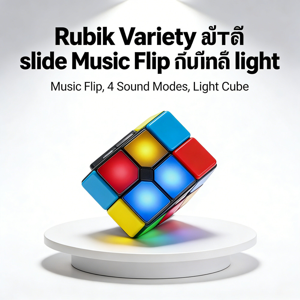 Rubik Flip Slide 4โหมดเกม พร้อมเสียงและแสง - รูปภาพเด่นเกมรูบิคเสริมด้วยเพลงและไฟ LED