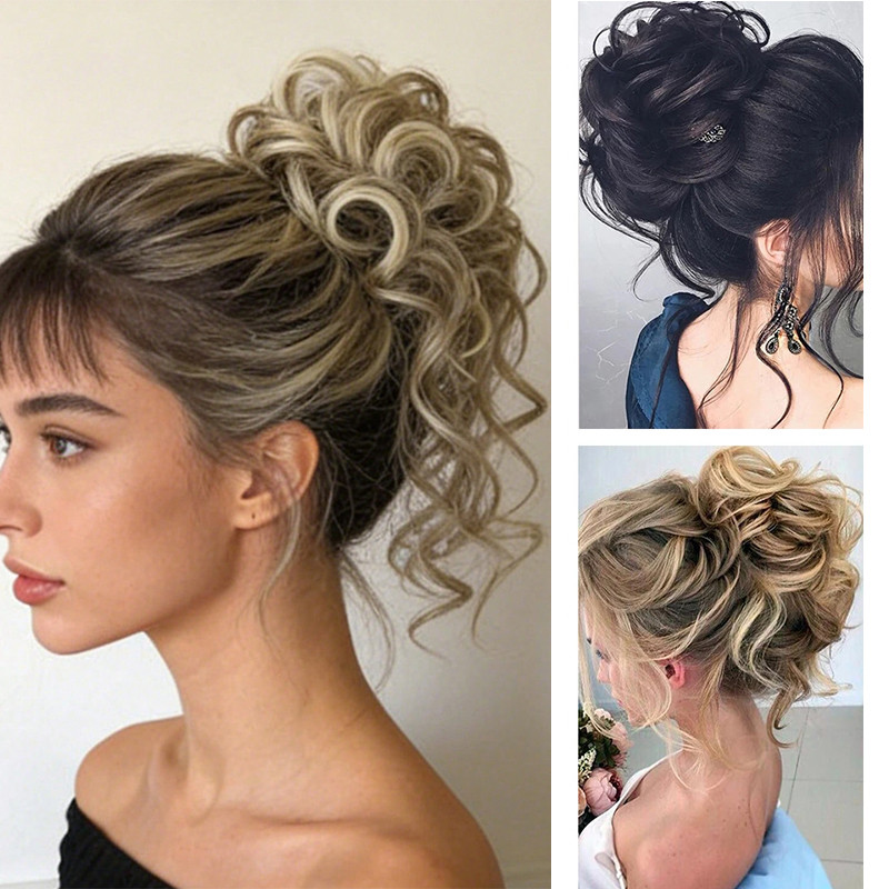 Messy Chignon Curly Hair Bands Bun Hairpiece รูปที่ 2