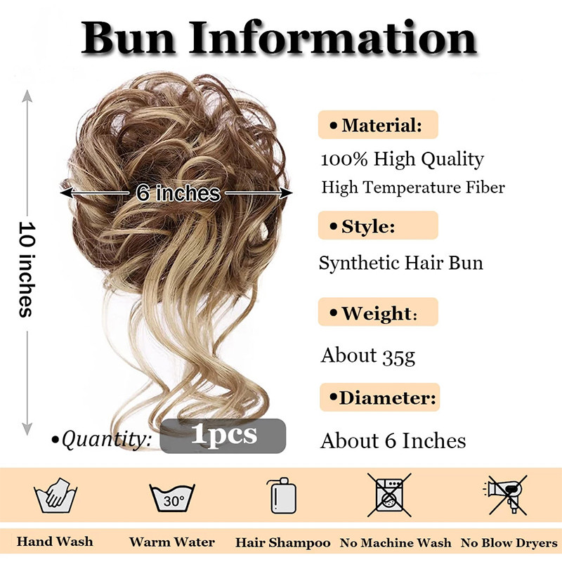 Messy Chignon Curly Hair Bands Bun Hairpiece รูปที่ 5