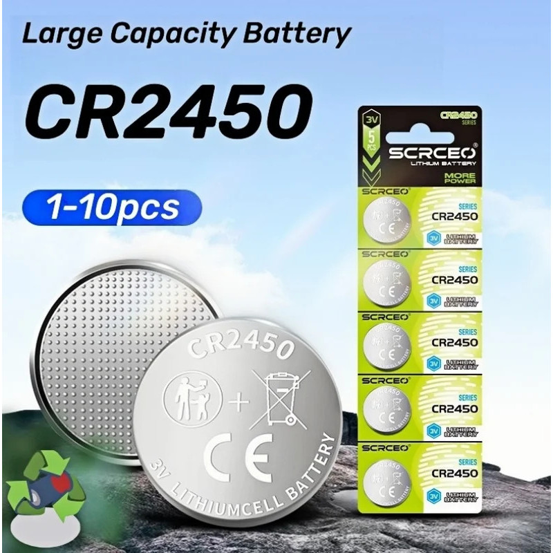 5-50pcs 3V CR2450 แบตเตอรี่ปุ่ม CR2450 5029LC LM2450 DL2450 CR2450N BR2450 600mAh แบตเตอรี่ลิเธียมนา
