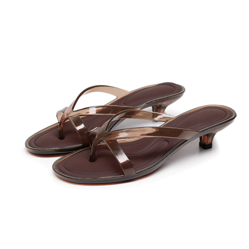 AYUER แก้วไวน์ฝรั่งเศสและเปิดนิ้วเท้า Strappy Crystal Jelly Flip-Flops