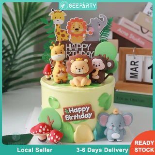 GeeParty ที่ประดับเค้กรูปสัตว์ซาฟารีป่า รุ่นใหม่ สำหรับอุปกรณ์งานวันเกิดเด็กและตกแต่งเค้ก