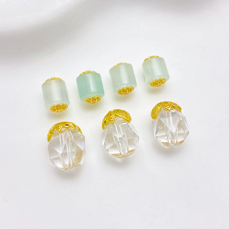 ลูกปัดตรงธรรมชาติคริสตัลสีขาว Nana Faceted ลูกปัดทําด้วยมือ diy สร้อยข้อมือสร้อยคอเครื่องประดับวัสดุ