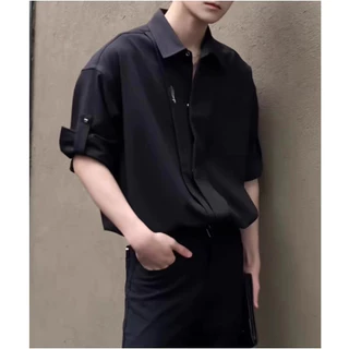 เสื้อเชิ้ตแขนสั้นผู้ชายผ้าไหมน้ําแข็งลายตารางหมากรุกขนาดเล็กระบายอากาศแห้งเร็ว นี้