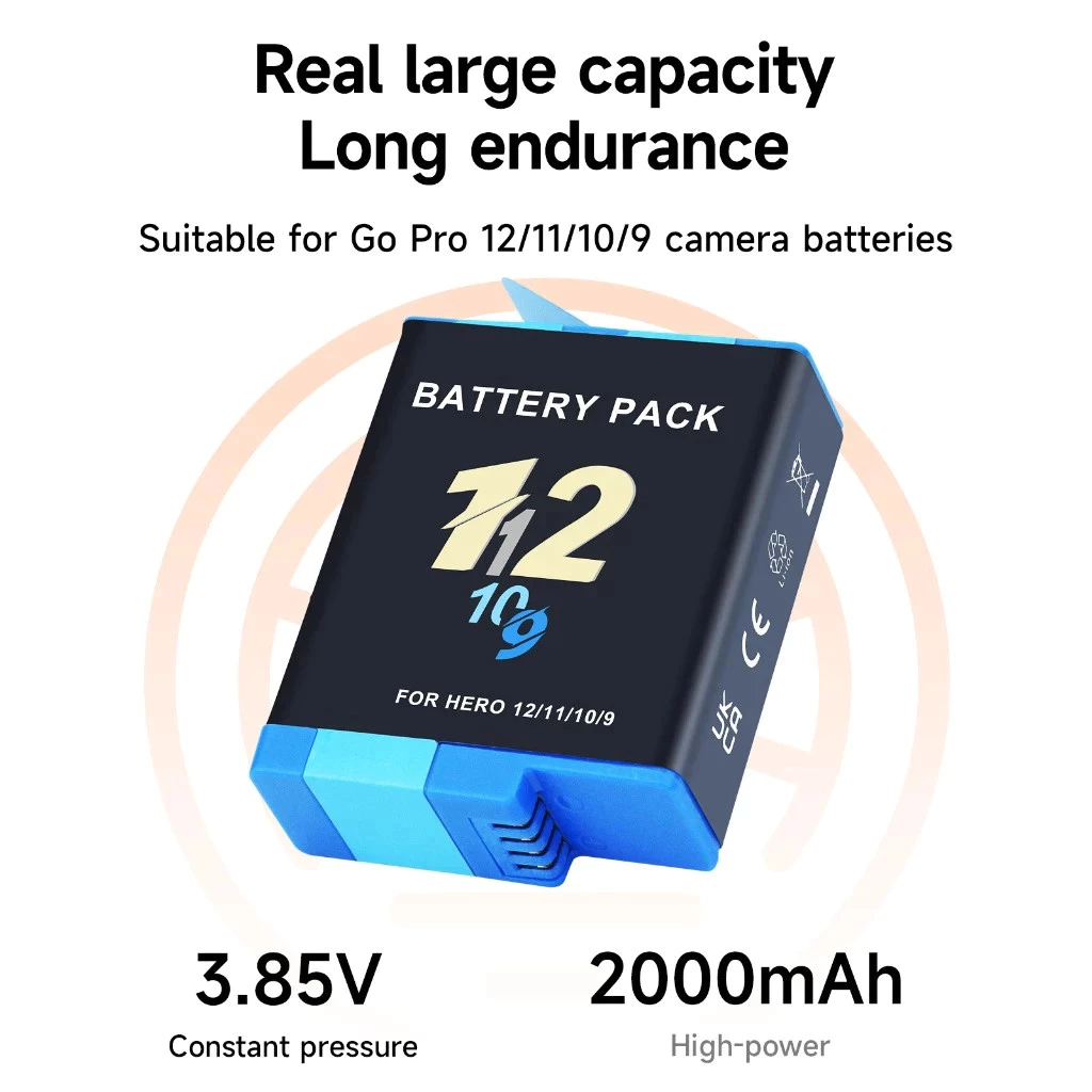 เหมาะสําหรับ GoPro Hero12/11/10/9 แบตเตอรี่กล้องกีฬา 3.85V 1800mAh (CKLJTONG OEM电池) thumbnail 5