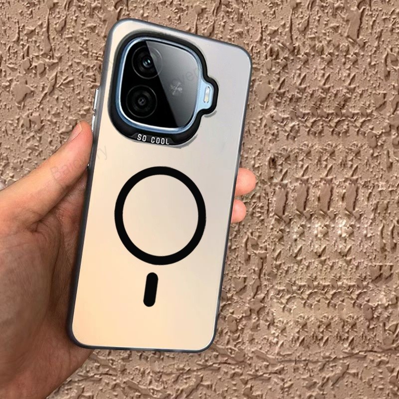 สําหรับ IQOO Z9 Turbo / Z9 Turbo Plus / Z9 Hard Silver IMD Cover พร้อมสติกเกอร์แม่เหล็ก