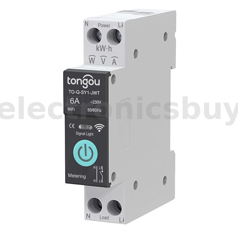 Tongou TO-Q-SY1-JWT WiFi DIN Rail สมาร์ทสวิทช์เมตร 6A-63A 90 V-240 V รีโมทคอนโทรลควบคุมเสียง Alexa G