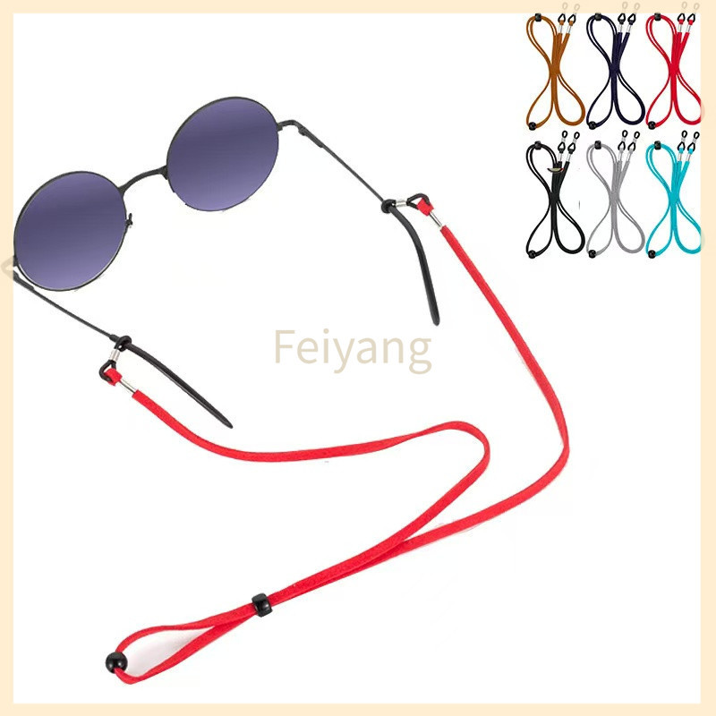 Feiyangเชือกคล้องแว่นสายตาแบบปรับได้/เชือกคล้องแว่นอ่านหนังสือแบบหนังมันเงาสไตล์เรโทรพร้อมที่ห้อยคอ/เชือกคล้องแว่นกันหล่