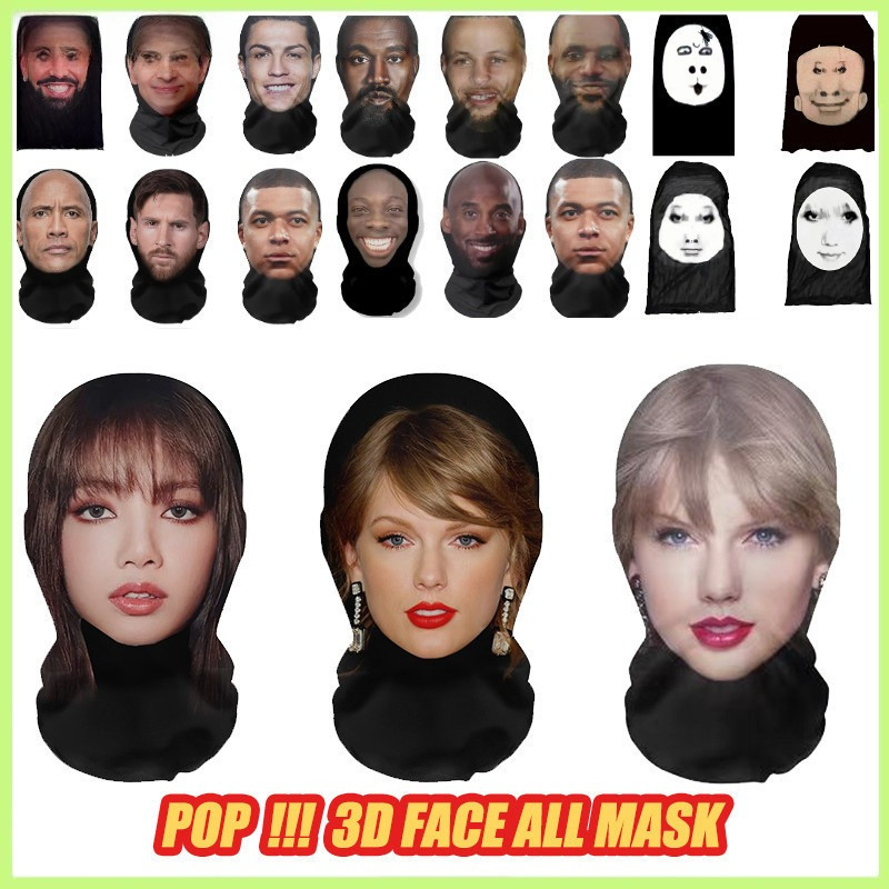 ใหม่ 3D เต็มหน้า Taylor Swift, Messi, Ronaldo พิมพ์ UV ทน Balaclava คริสต์มาส, ฮาโลวีน, ที่คาดผมของขวัญปีใหม่
