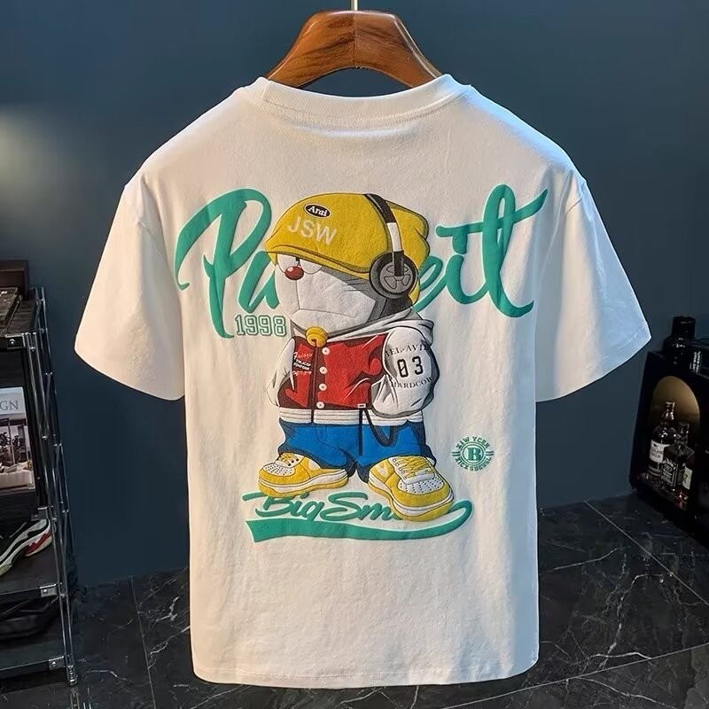 COD เสื้อยืด 2024 Street Wear กีฬาผู้ชายหลวมขนาดใหญ่รอบคอพิมพ์ Influencer สไตล์ Live เสื้อยืดแขนสั้น