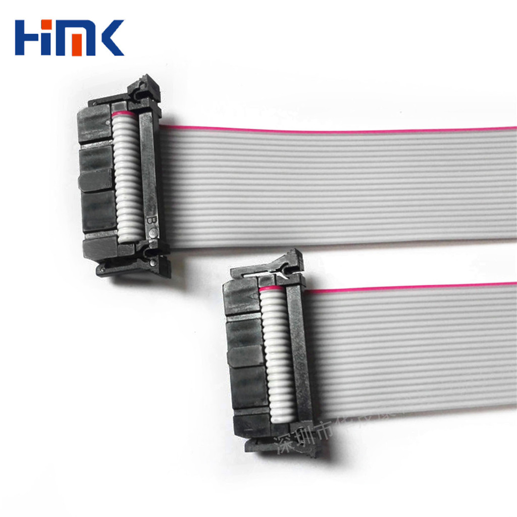 หัวเข็มขัดผีเสื้อ IDC2.54mm UL2651 สายแบนสีเทาขอบแดง 28AWG FC16/26P สายแบน FC