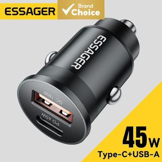 Essager 45W Mini USB Car Charger QC 3.0 PD 3.0 SCP AFC USB Type C ที่ชาร์จมือถือในรถยนต์ สําหรับ iPhone Huawei Samsung Xiaomi iPad