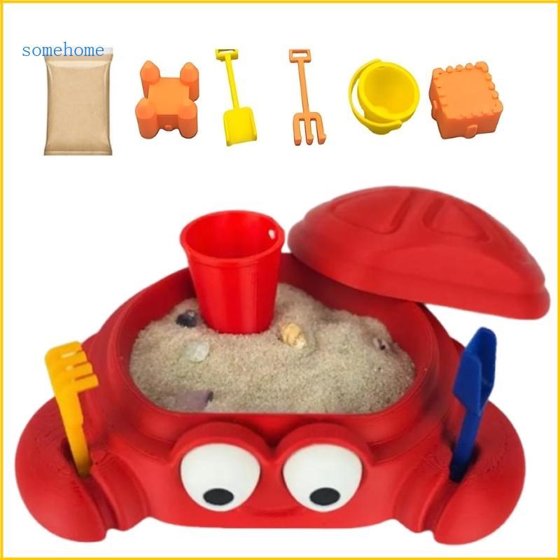 SOME Mini Crab Sandbox พร้อมฝาปิด-โต๊ะ Zen Garden Kit ผู้ใหญ่ Sensory Sandscape พร้อมแม่พิมพ์ทราย Mi