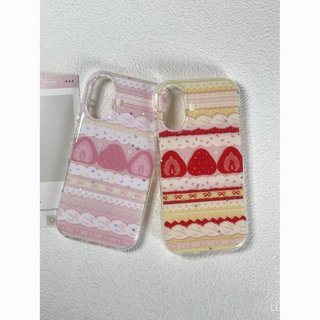 เคสโทรศัพท์ เหมาะสําหรับ iPhone 7 8 X XS XR XSMAX 11 12 13 14 15 16 17 Pro max Plus Air สีเหลืองสีชมพูลายสตรอเบอร์รี่เค้กกันกระแทกกันกระแทกกันกระแทกกันกระแทกเคสรวมทุกอย่าง E7Y3