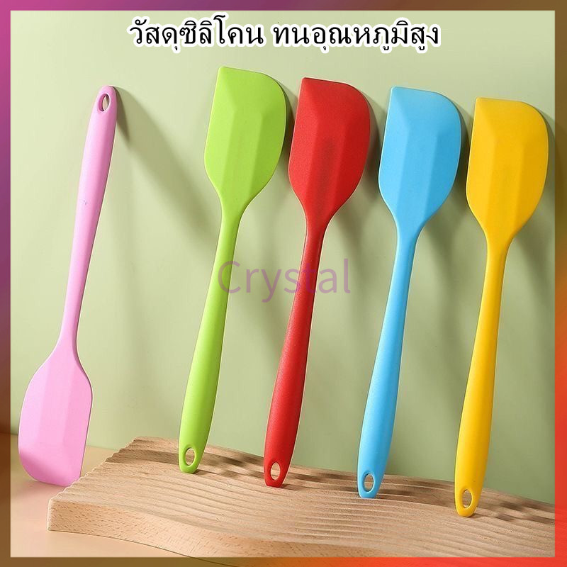 Crystal ไม้พายซิลิโคนสำหรับอบขนมเกรดอาหาร ไม้พายครีมแบบนุ่มพร้อมที่ขูดในตัว