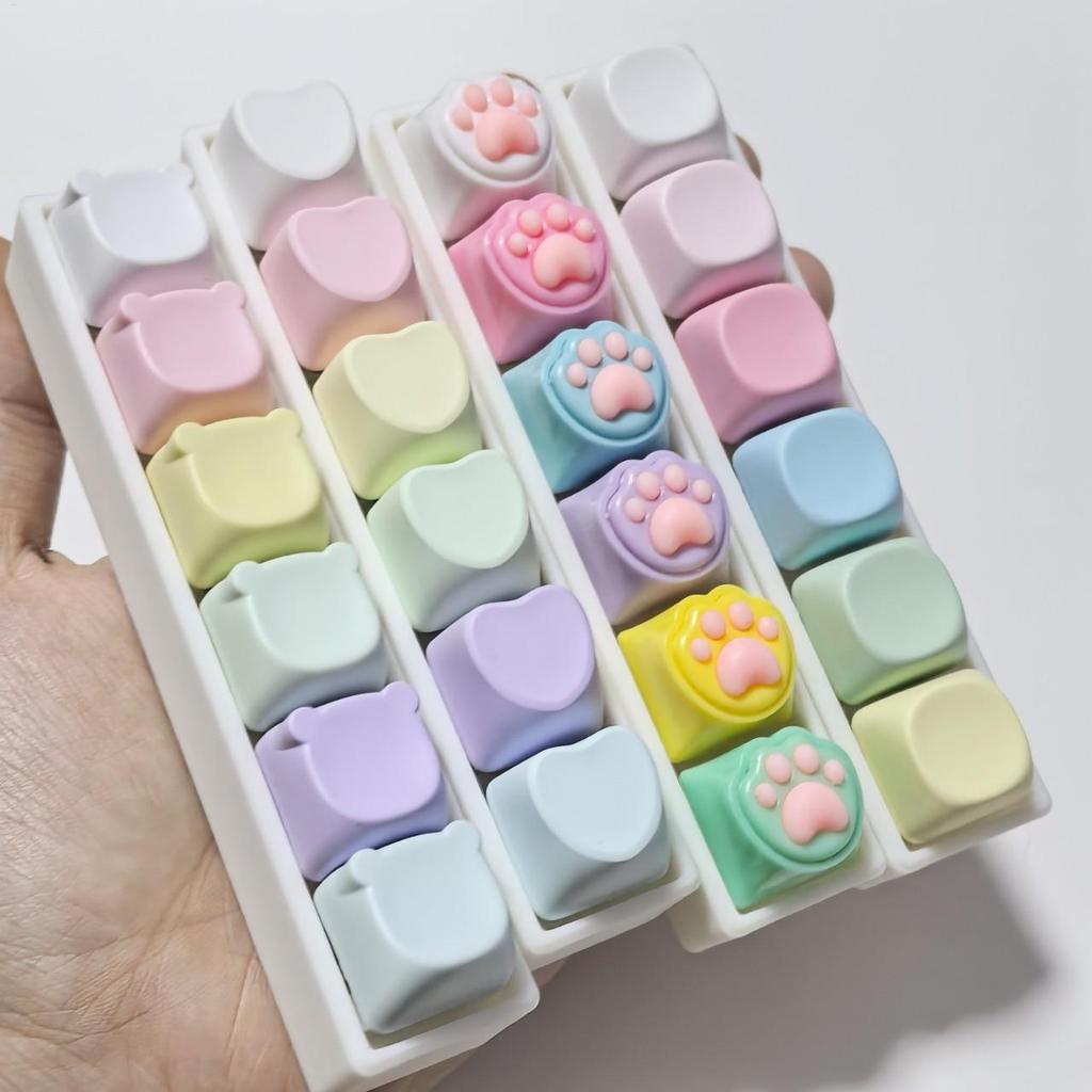 6-Key คีย์บอร์ด Keycap พวงกุญแจ Decompression ของเล่น Fidget ปุ่ม Mechanical Keycap Holder สําหรับคว