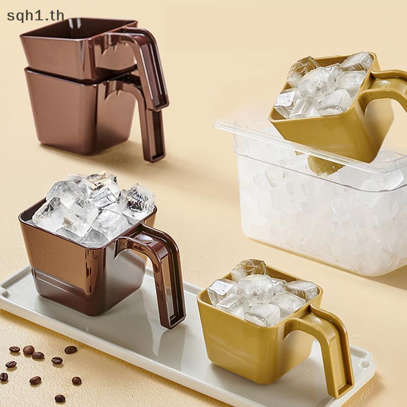 [MI] พลั่วน้ําแข็งทรงสี่เหลี่ยมพลาสติกพร้อมถ้วยตวง 280/350/470/590ML [NA]