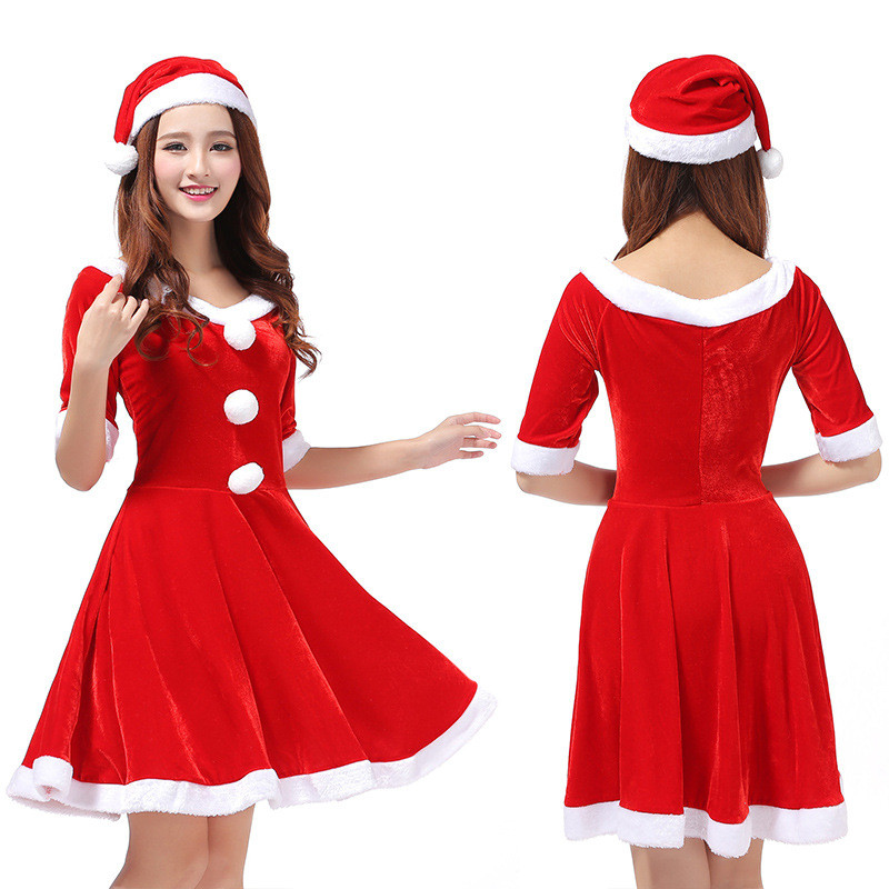 ยาวหญิงคริสต์มาสชุดเสื้อคลุมคริสต์มาสเครื่องแต่งกายคอสเพลย์คริสต์มาสเครื่องแต่งกายสูท $X86/12.11