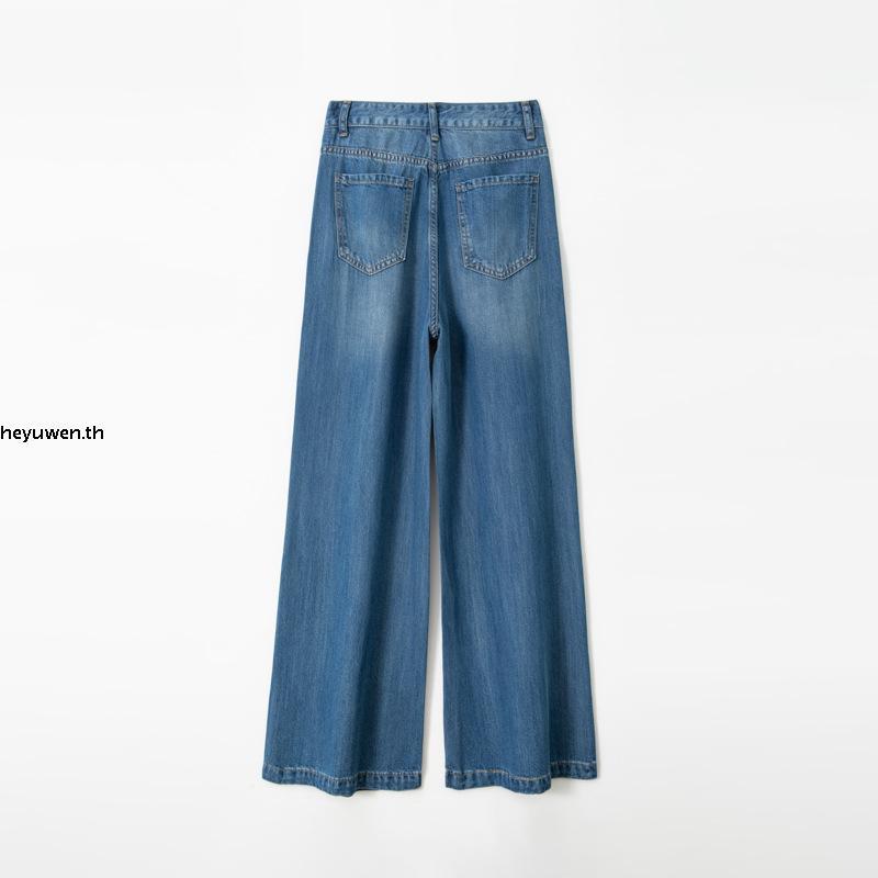 Mc JEANS กางเกงยีนส์ผู้หญิง ทรงกระบอกขากว้าง (Straight Wide) สียีนส์ฟอกกลาง MFWZ236 เนื้อผ้ายีนส์12.