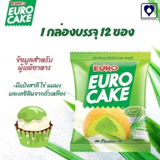 ขนม ยูโร่ คัสตาร์ดเค้ก 17 กรัม ยกกล่อง 12 ชิ้น หลากหลายรสชาติ พัฟเค้กสอดไส้ อร่อย สะดวก อิ่ม