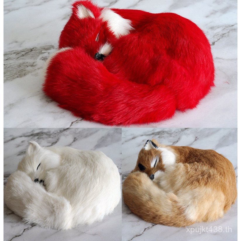Golden Fox สีขาว Fox Fox Fox Sleeping Sleeping Photo Props Fox จําลองกระต่ายขนสัตว์หัตถกรรม Red Fox 