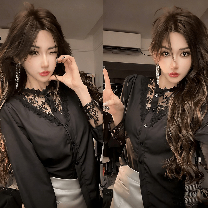 เสื้อซับในบุลูกไม้ ทรงหลวม ขนาดใหญ่พิเศษ เสื้อแขนยาวสำหรับผู้หญิง เหมาะสำหรับใส่ในฤดูใบไม้ร่วงและฤดูหนาว#99293