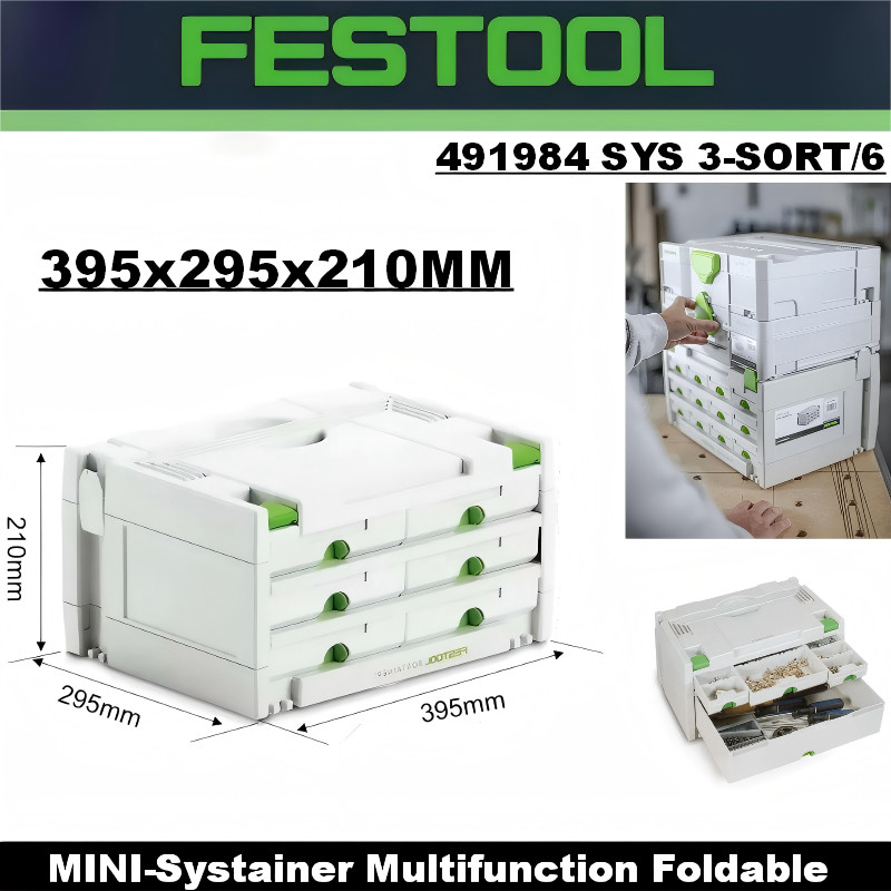 สตูล FESTOOL 491984 MINI-Systainer มัลติฟังก์ชั่นพับได้กระเป๋าถือสะดวกกล่องเครื่องมือเครื่องมือกล่อง
