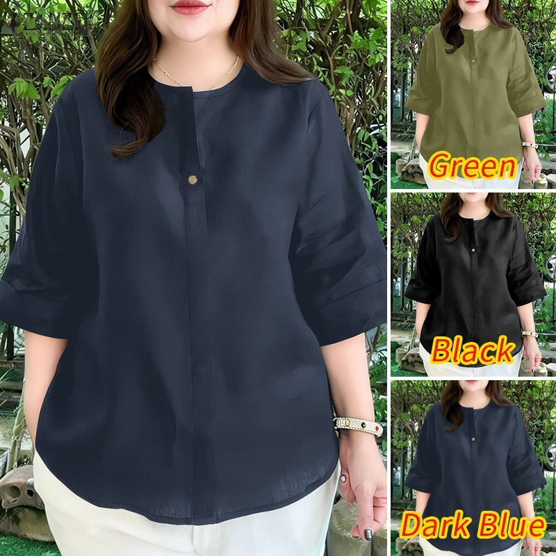 ZANZEA เสื้อเชิ๊ตเกาหลีสำหรับผู้หญิง ออกแบบ Raglan แขนหลวม สไตล์สมาร์ทสำหรับฤดูร้อน — صورة 3