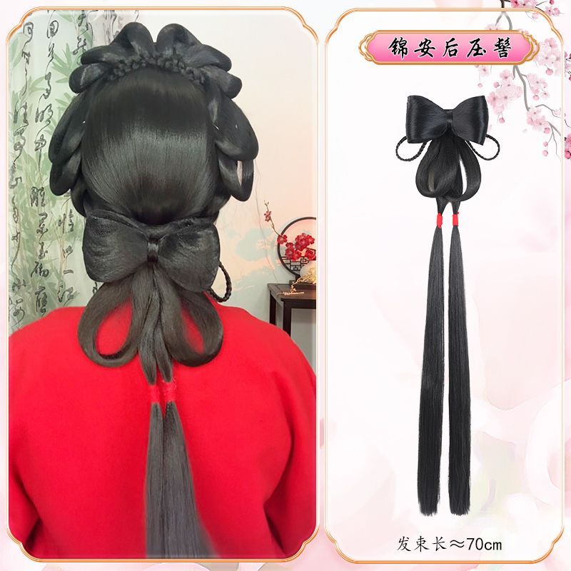 Hanfu Headdress เครื่องแต่งกายโบราณวิกผม Made in Tang Fengming อ่อนโยน All-Match ด้านหลังหัวหางเพลงเล็กน้อย Made กลับความดัน Recovery วิกผม Bun - รูปที่ 5