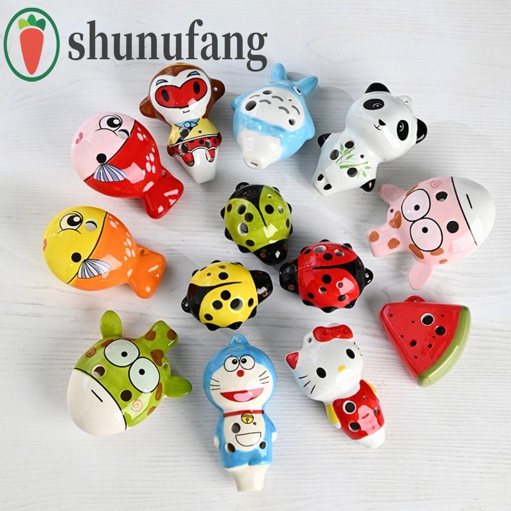 UNUF 6 Hole Ocarina, Alto C Tone ตัวการ์ตูนเซรามิค Ocarina, Creative สอนของเล่นมือวาดการศึกษา Ocarin